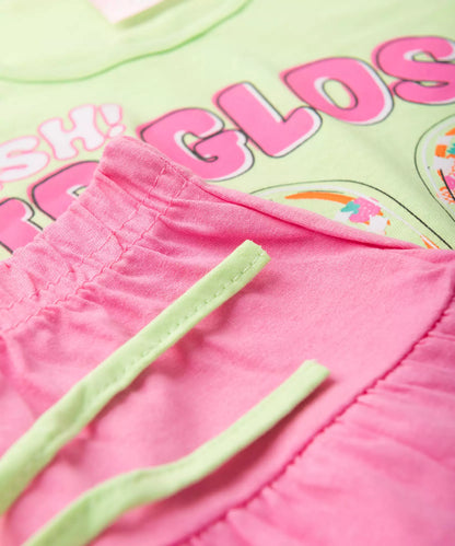 Conjunto de Verão Infantil Feminino Picolés Verde