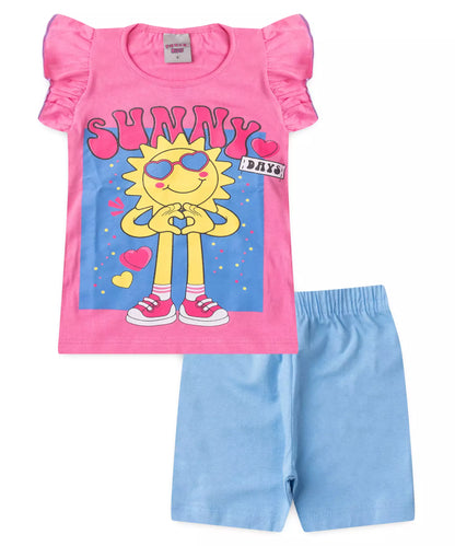 Conjunto de Verão Infantil Feminino Sunny Rosa