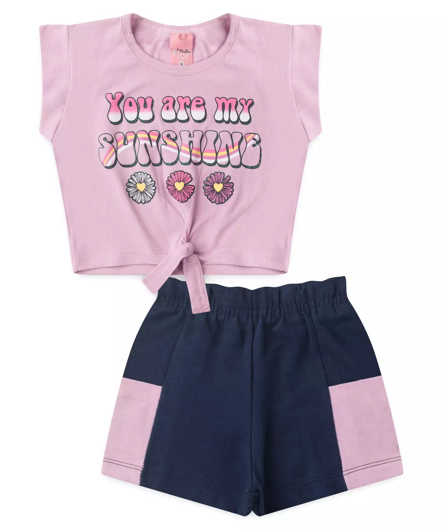 Conjunto de Verão Infantil Feminino Sunshine Rosa