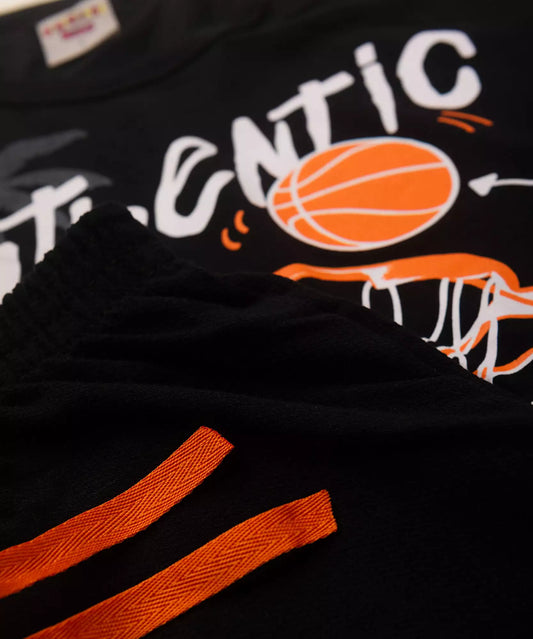 Conjunto de Verão Infantil Masculino Basquetebol Preto