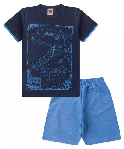Conjunto de Verão Infantil Masculino Dino cor Marinho