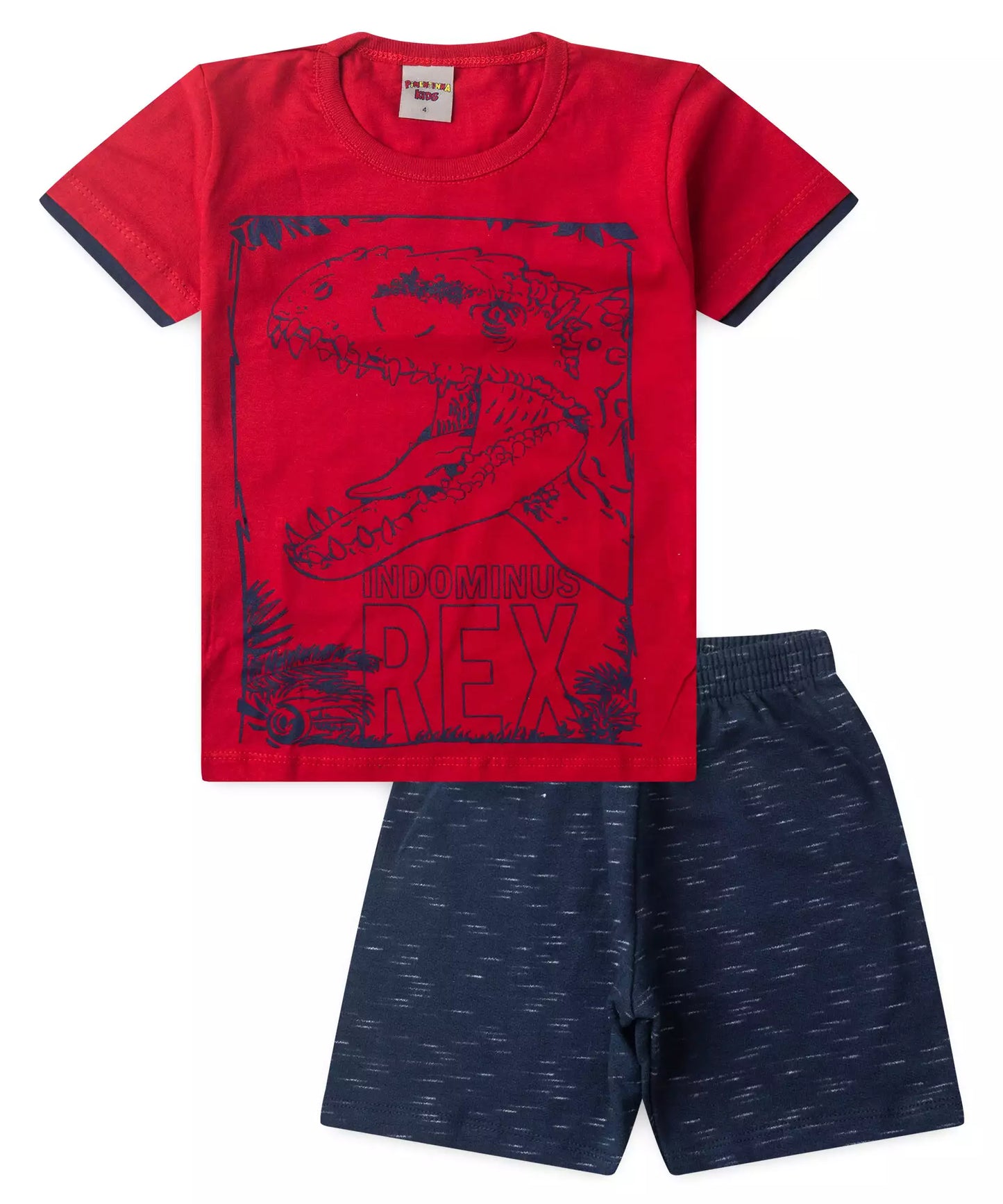 Conjunto de Verão Infantil Masculino Dino Vermelho