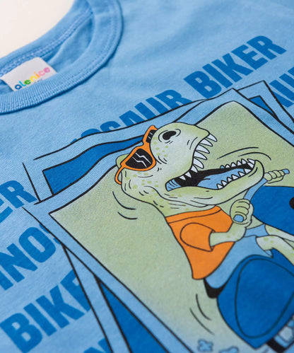 Conjunto Verão Infantil Masculino Dinossauro no Azul