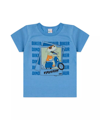 Conjunto Verão Infantil Masculino Dinossauro no Azul