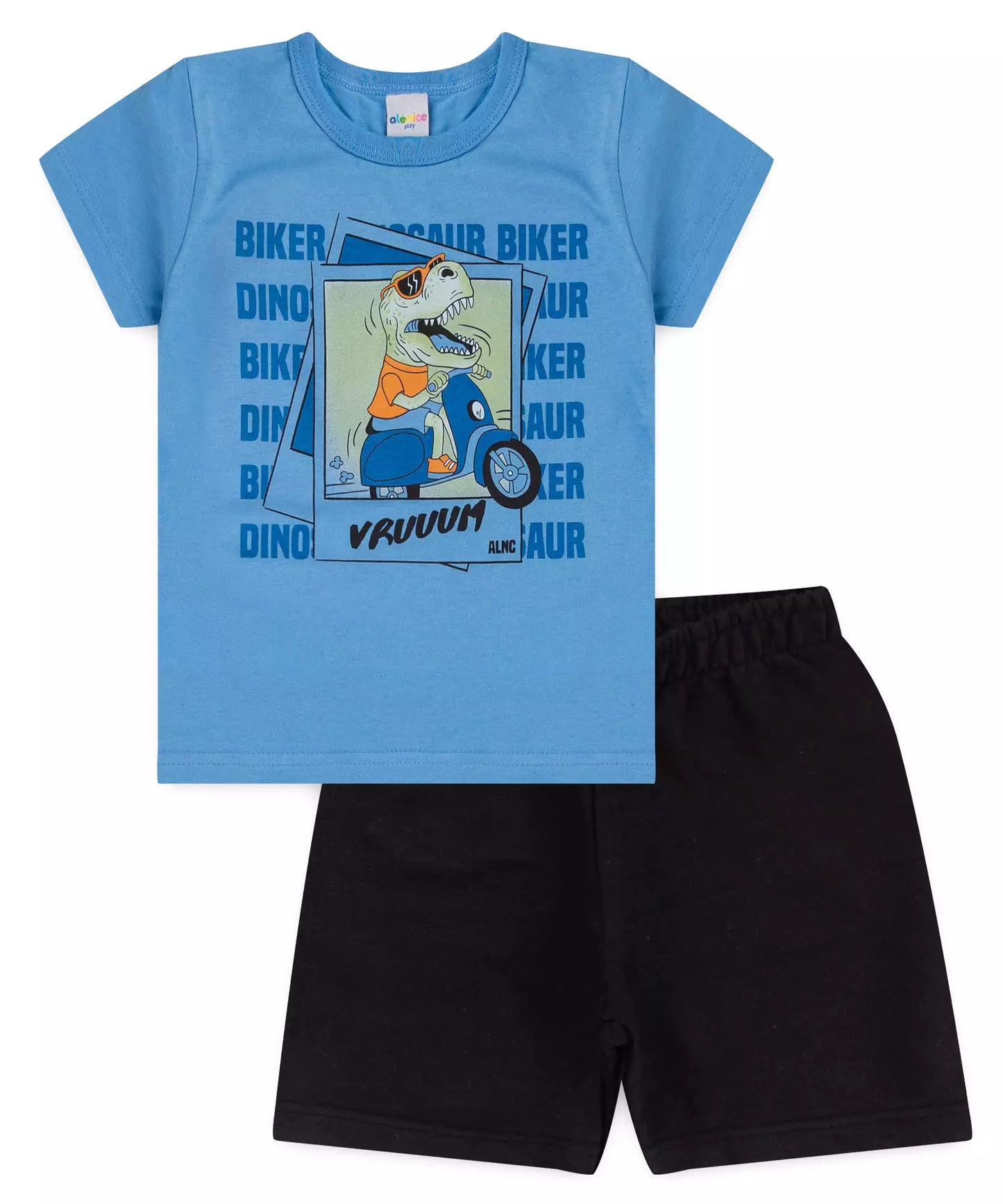 Conjunto Verão Infantil Masculino Dinossauro no Azul