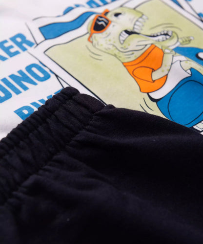 Conjunto de Verão Infantil Masculino Dinossauro no Branco