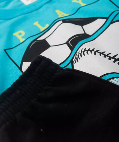 Conjunto de Verão Infantil Masculino Esporte Azul