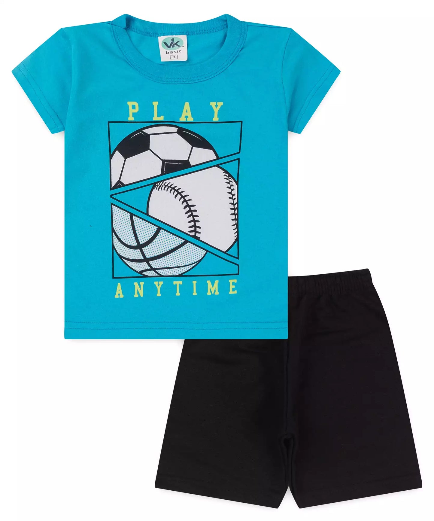 Conjunto de Verão Infantil Masculino Esporte Azul
