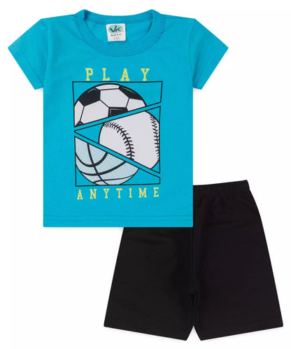 Conjunto de Verão Infantil Masculino Esporte Azul