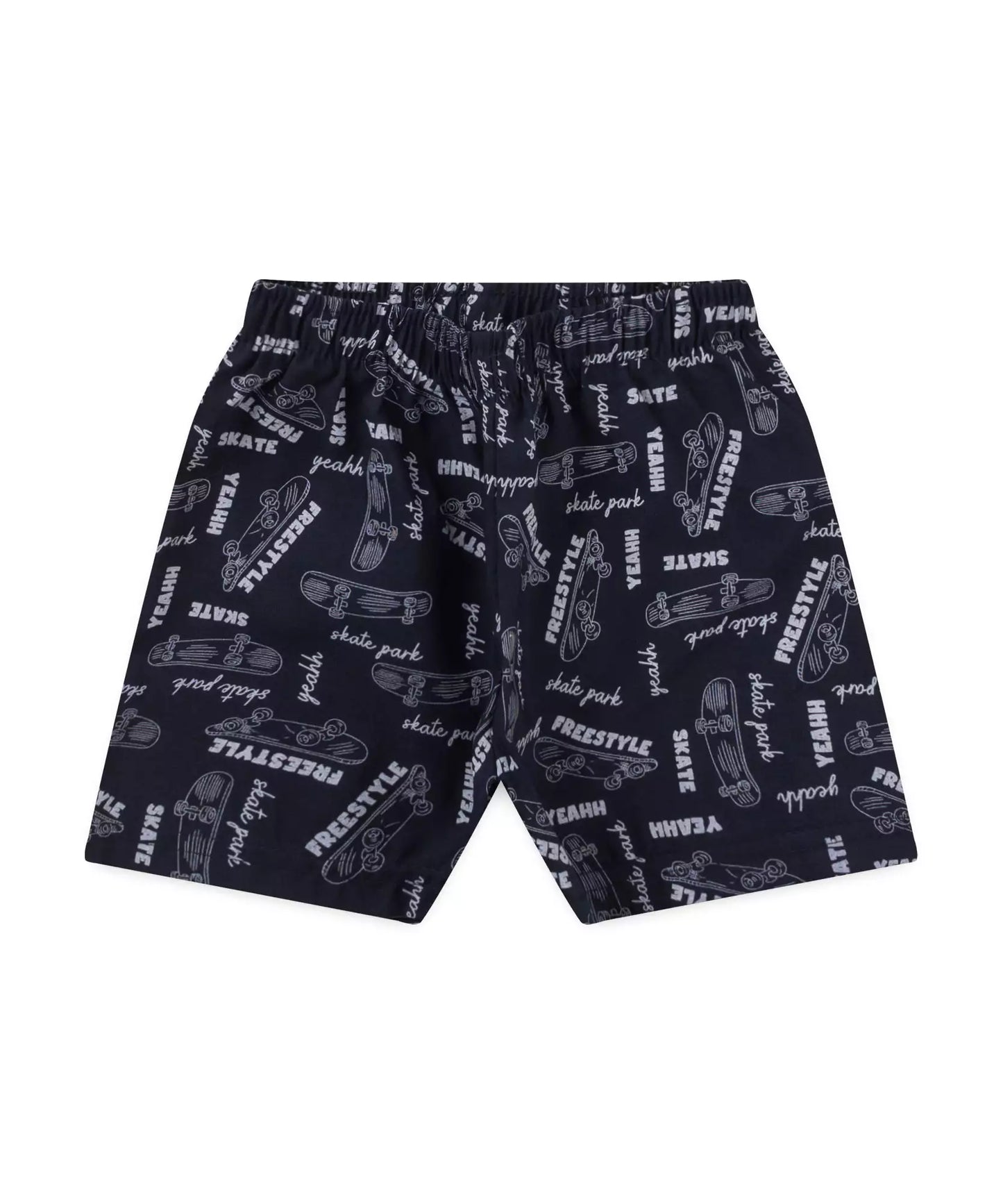 Conjunto de Verão Infantil Masculino Estampado em Branco