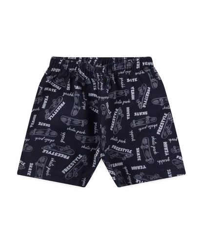 Conjunto de Verão Infantil Masculino Estampado em Branco