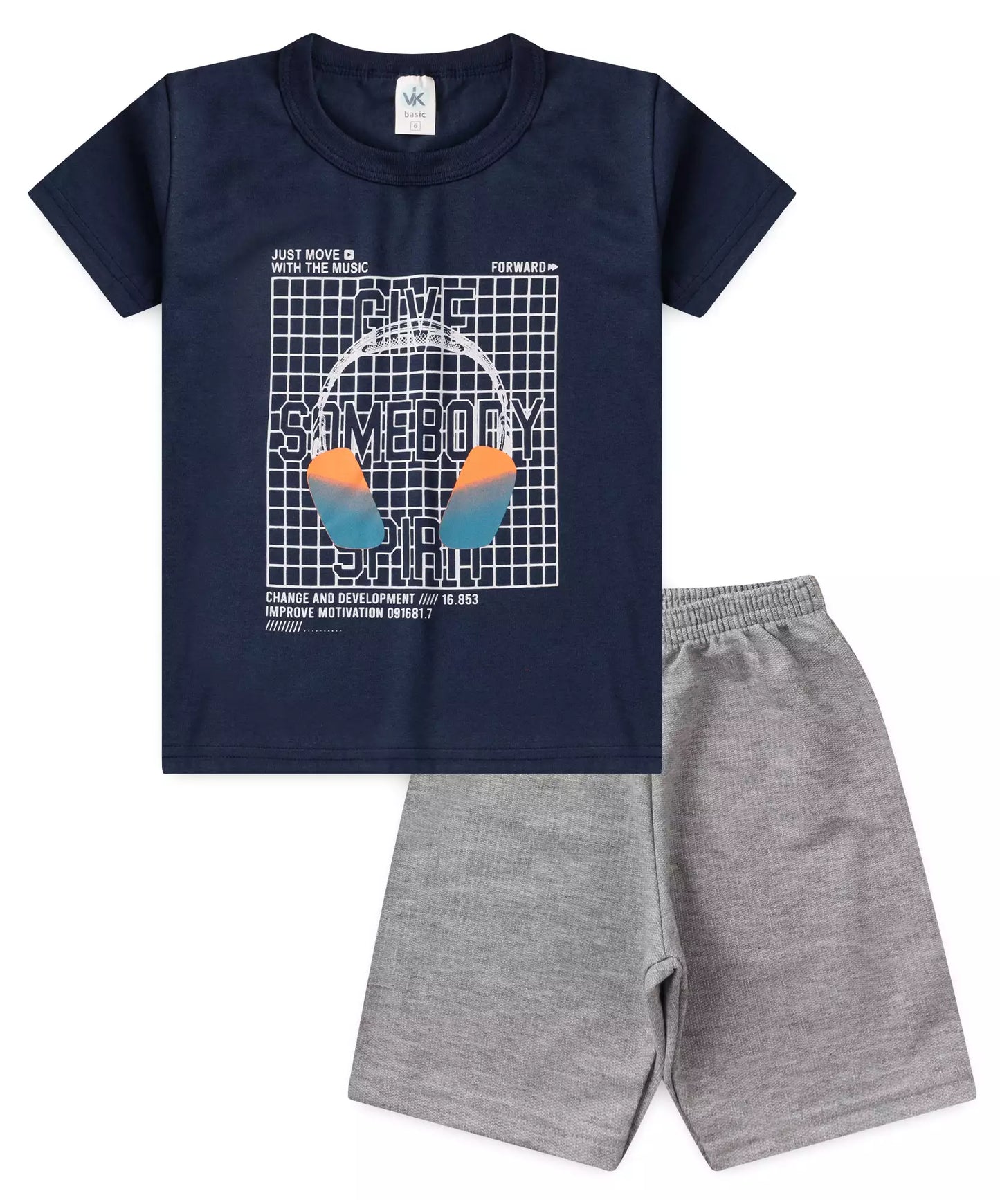 Conjunto de Verão Infantil Masculino Estampado Marinho