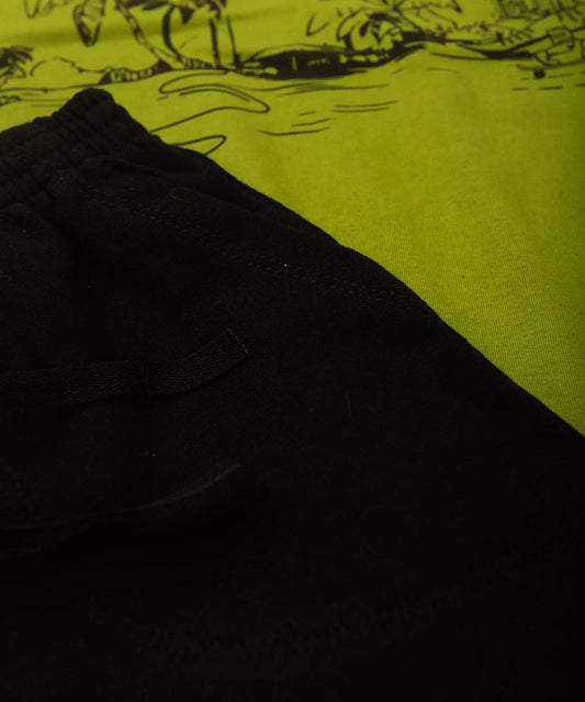 Conjunto de Verão Infantil Masculino Verde Estampado