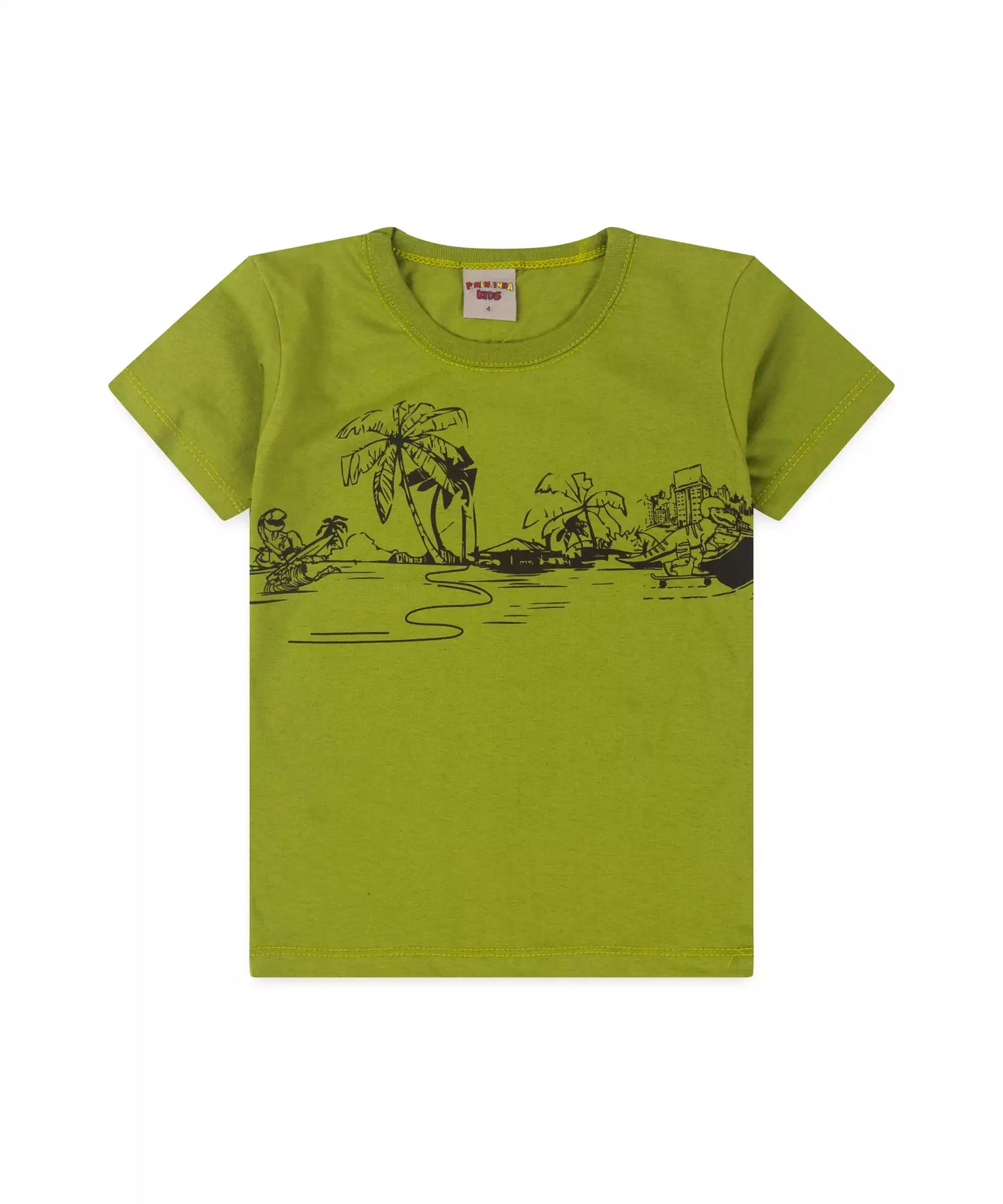 Conjunto de Verão Infantil Masculino Verde Estampado