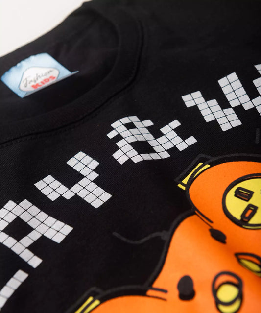 Conjunto de Verão Infantil Masculino Game Preto