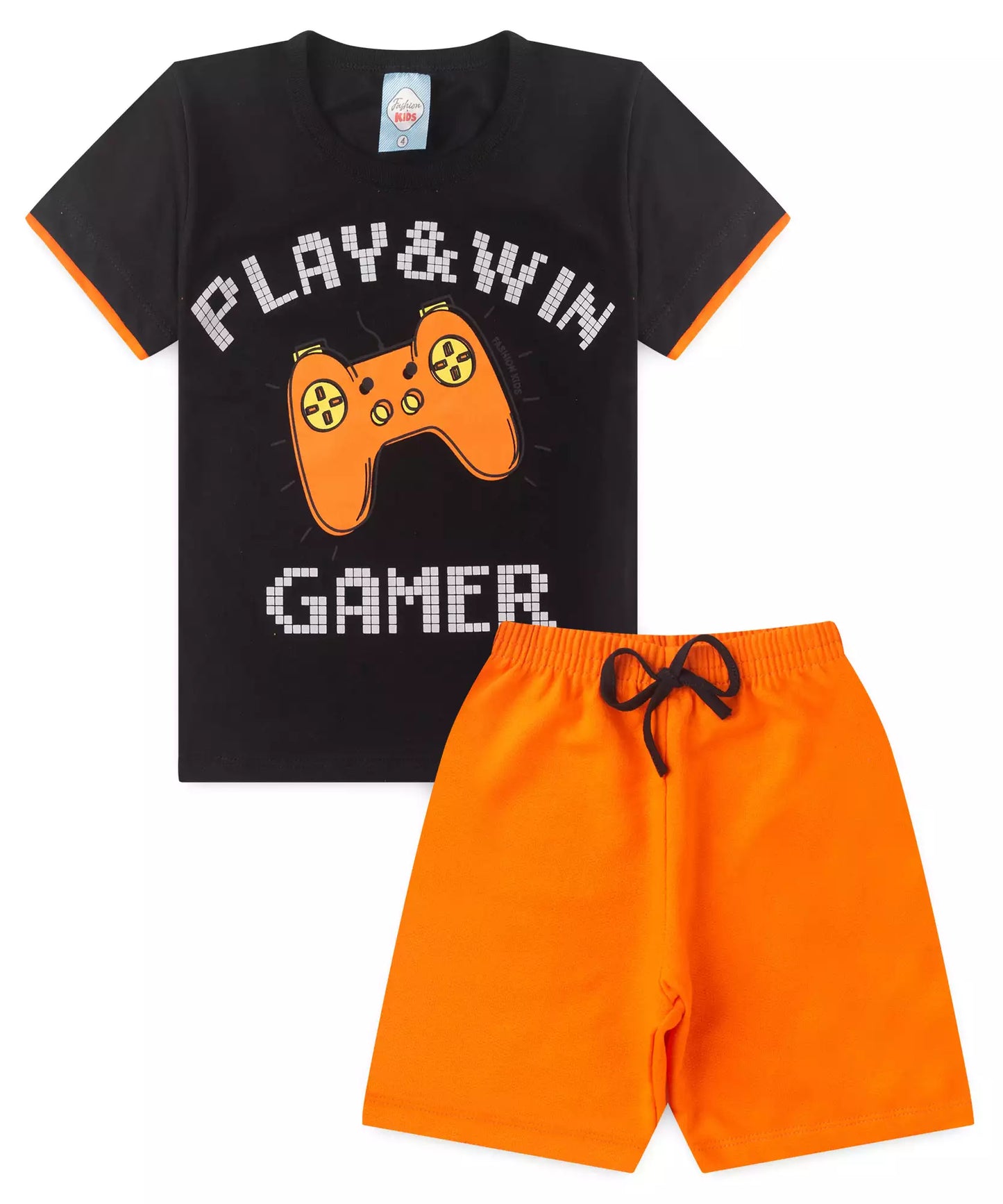 Conjunto de Verão Infantil Masculino Game Preto