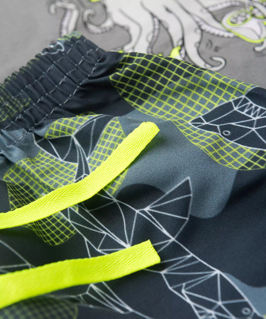 Conjunto de Verão Infantil Masculino Polvo Cinza