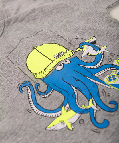 Conjunto de Verão Infantil Masculino Polvo Mescla