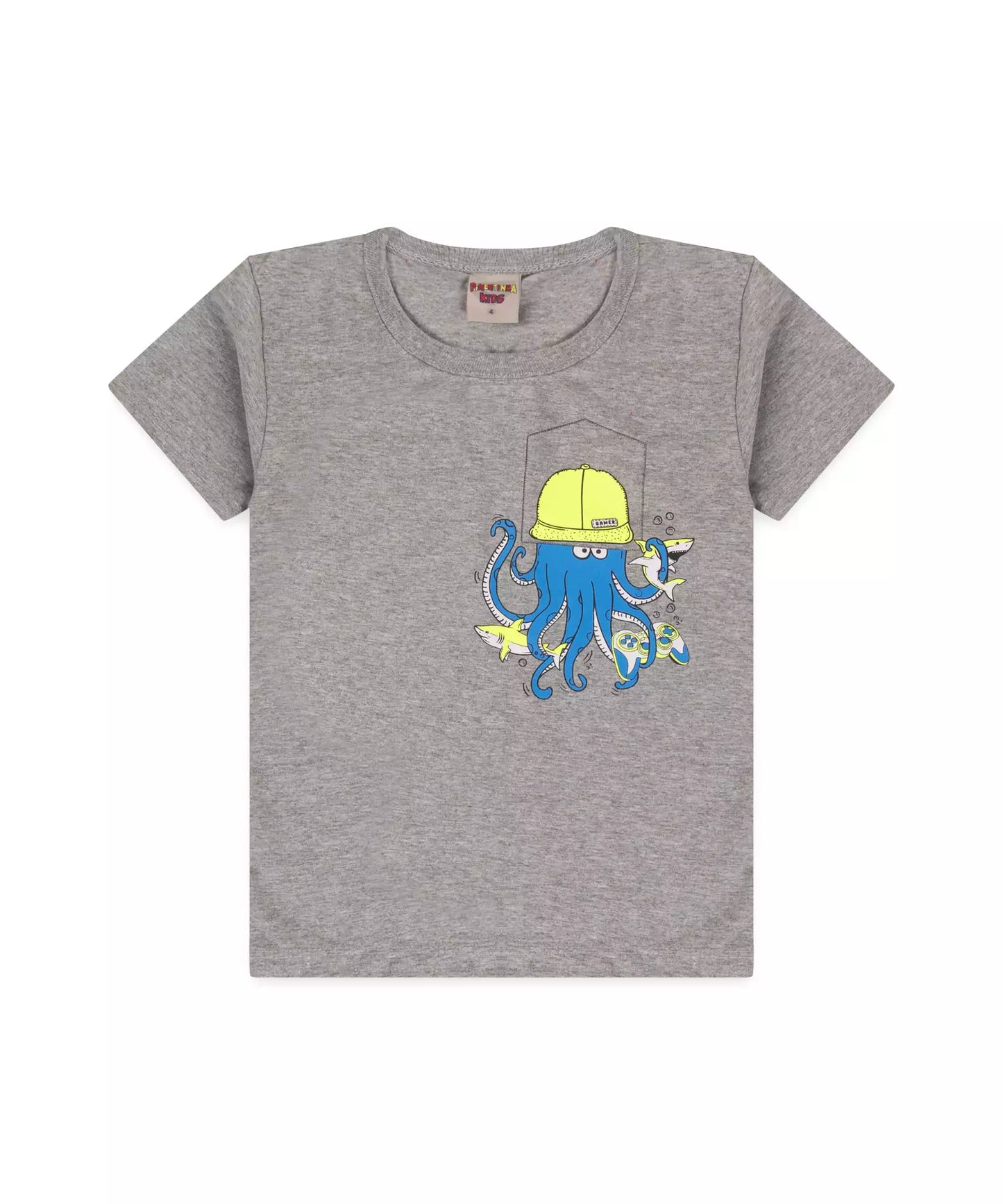 Conjunto de Verão Infantil Masculino Polvo Mescla