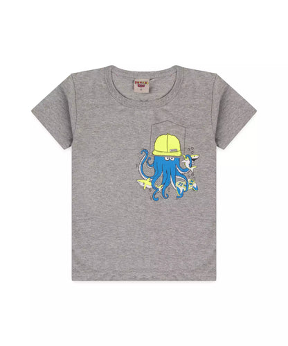 Conjunto de Verão Infantil Masculino Polvo Mescla