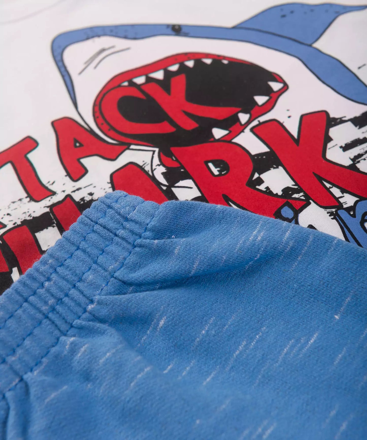 Conjunto de Verão Infantil Masculino Shark Branco