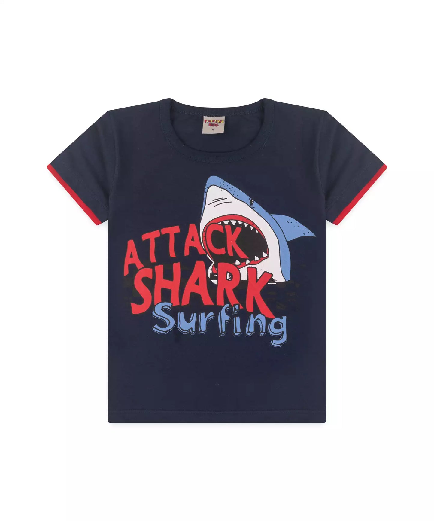 Conjunto de Verão Infantil Masculino Shark Marinho