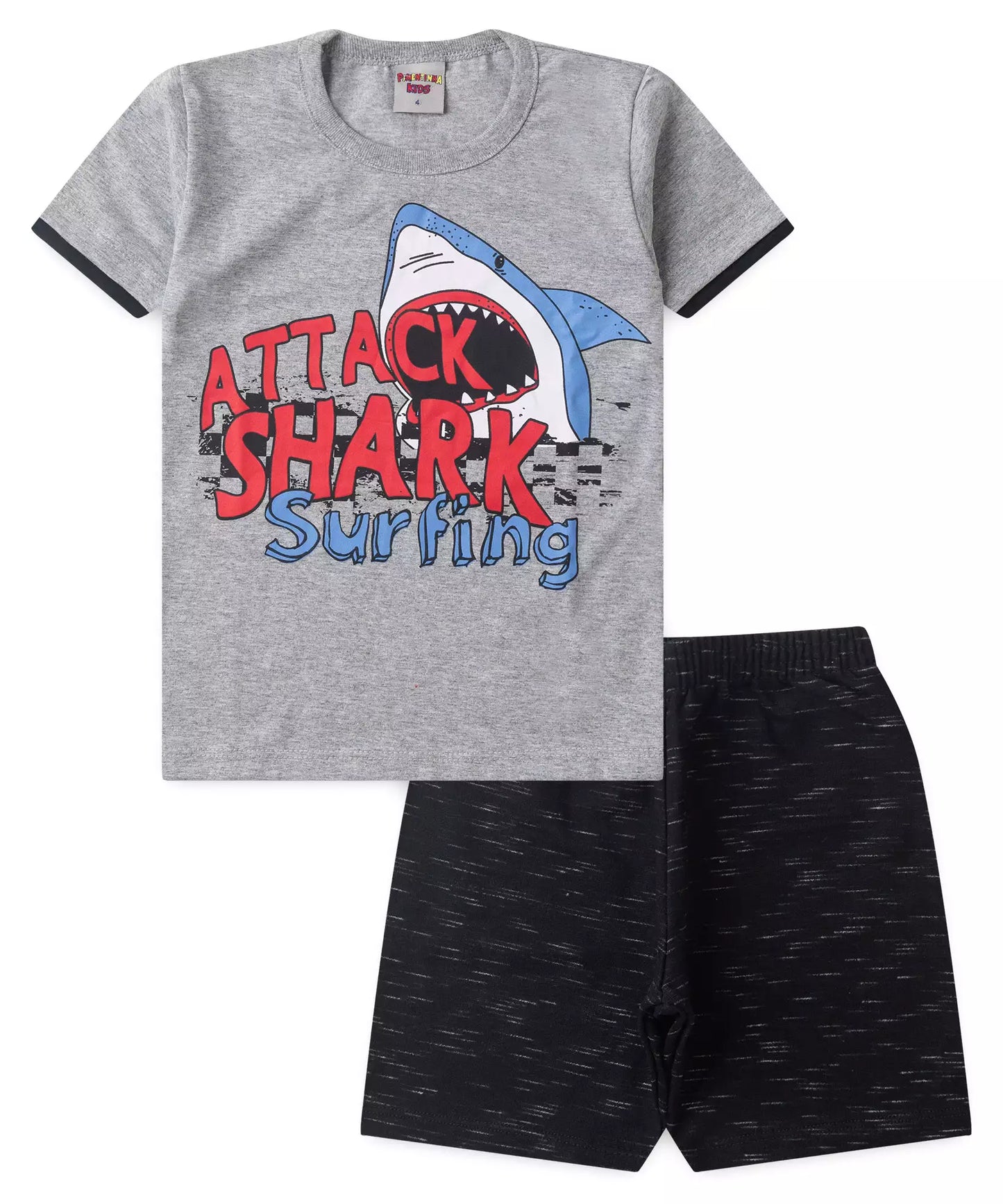 Conjunto de Verão Infantil Masculino Shark Mescla