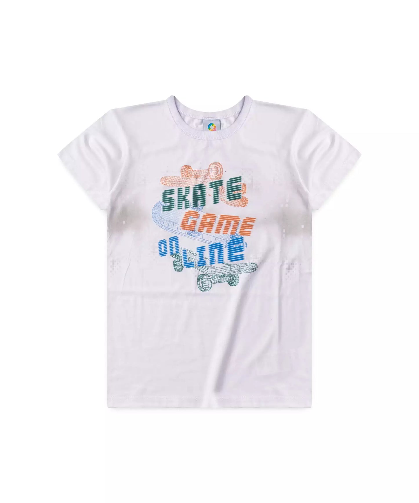 Conjunto de Verão Infantil Masculino Skate Branco