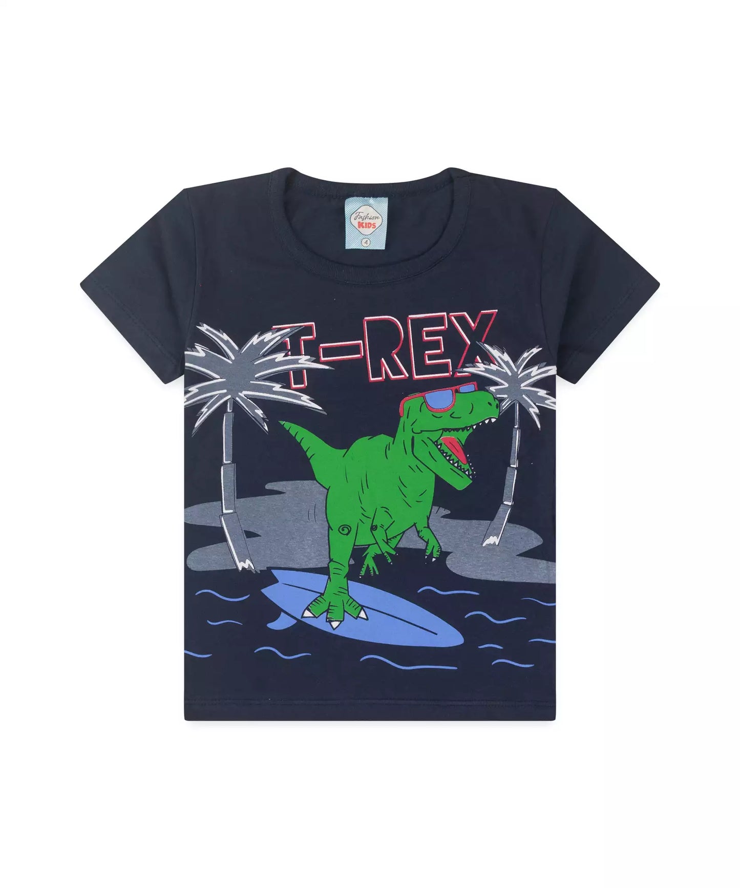 Conjunto de Verão Infantil Masculino T-Rex Marinho
