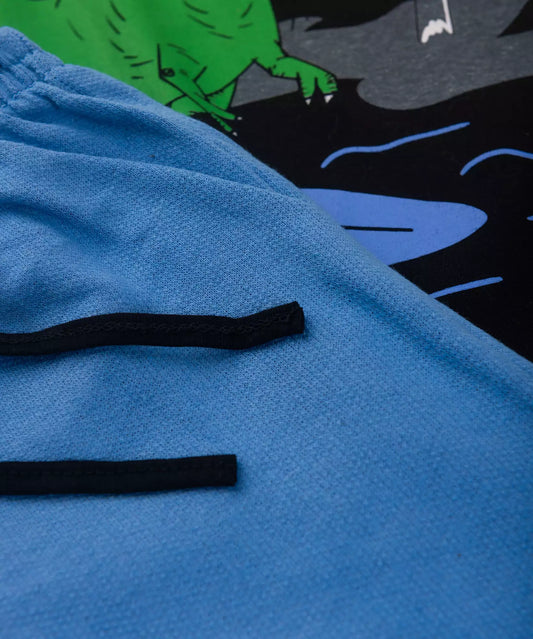 Conjunto de Verão Infantil Masculino T-Rex Preto