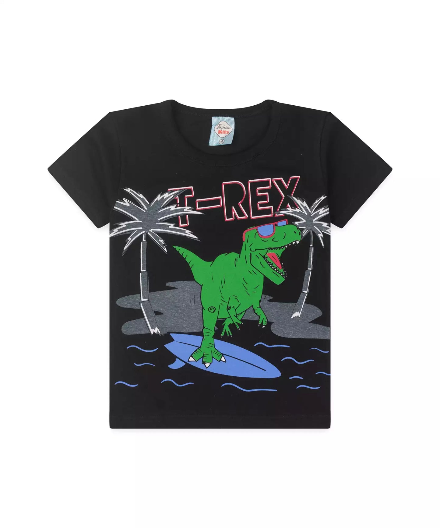 Conjunto de Verão Infantil Masculino T-Rex Preto