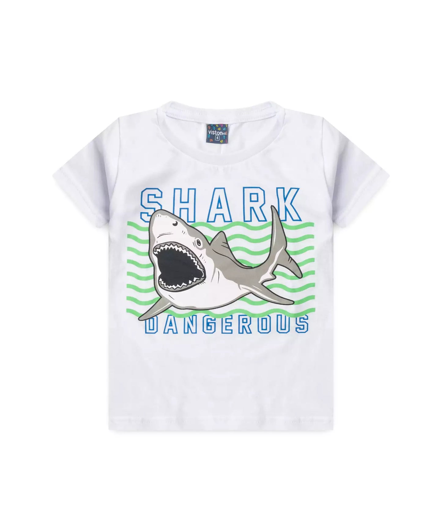 Conjunto de Verão Infantil Masculino Tubarão Branco