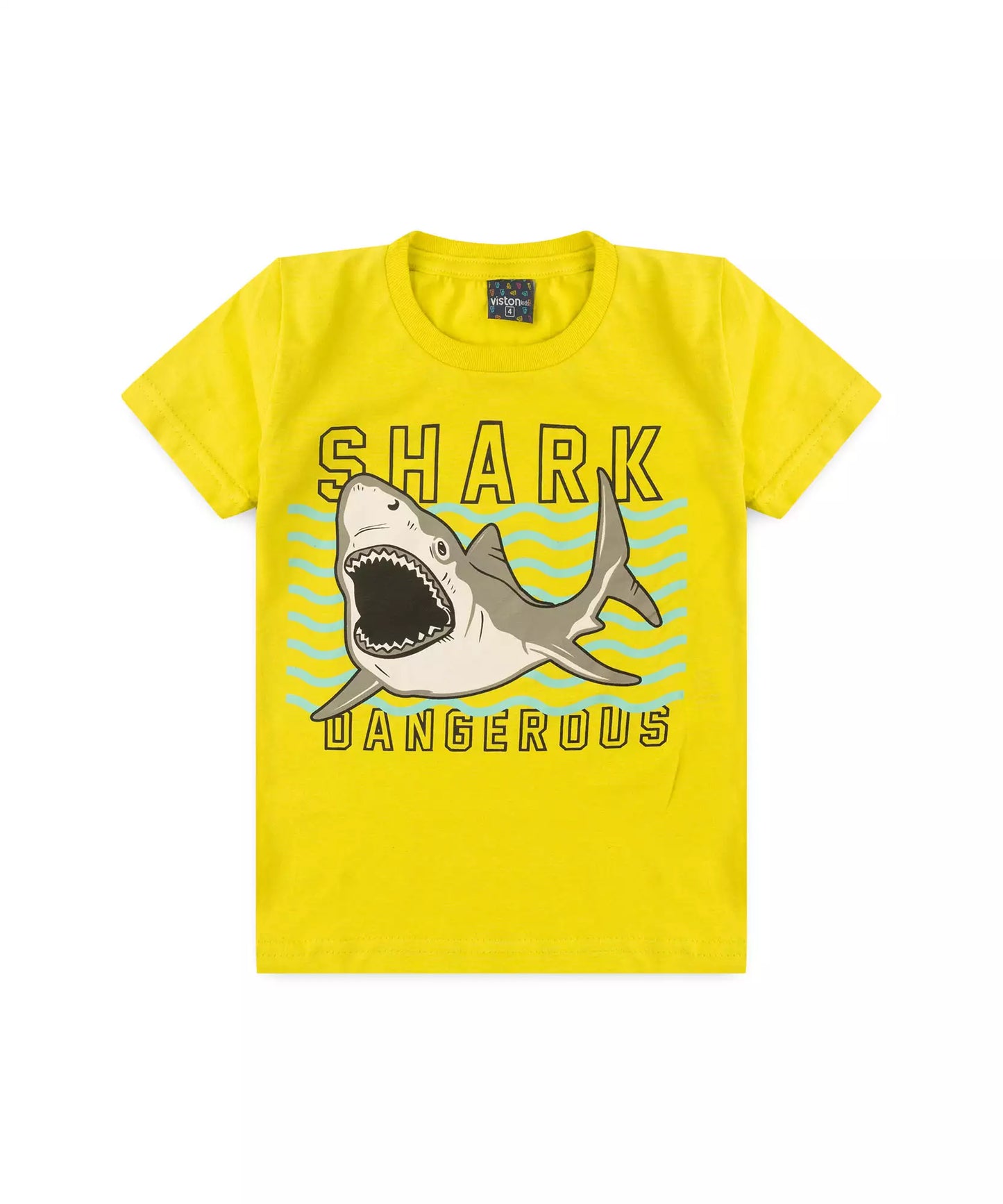 Conjunto de Verão Infantil Masculino Tubarão no Verde
