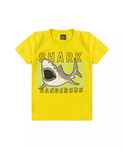 Conjunto de Verão Infantil Masculino Tubarão no Verde