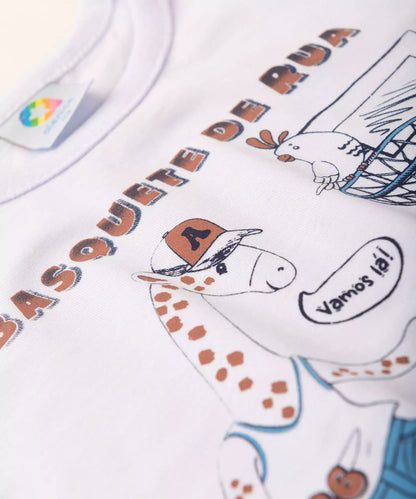Conjunto de Verão Infantil para Menino Girafinha Branca
