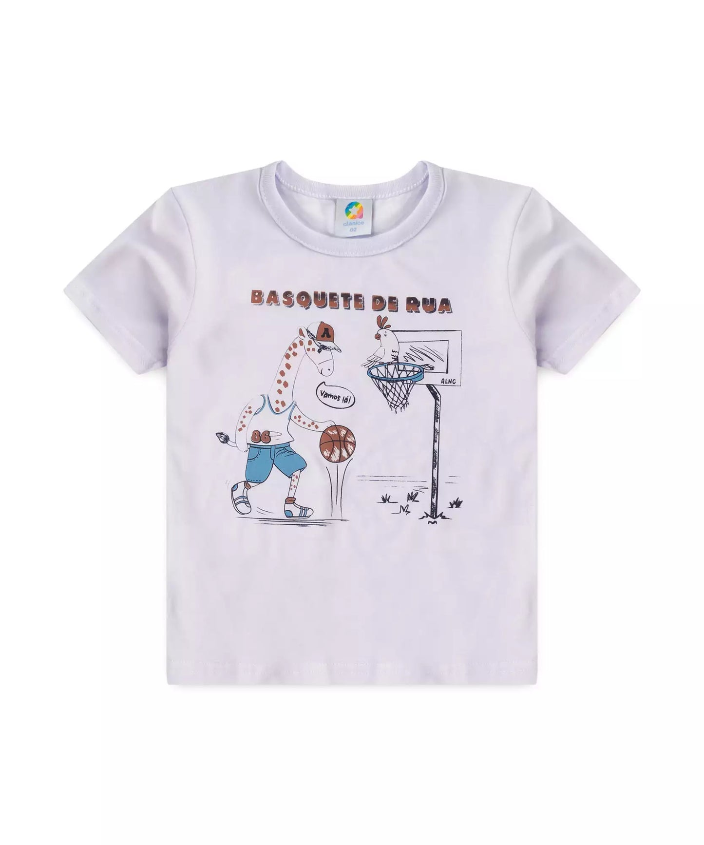 Conjunto de Verão Infantil para Menino Girafinha Branca
