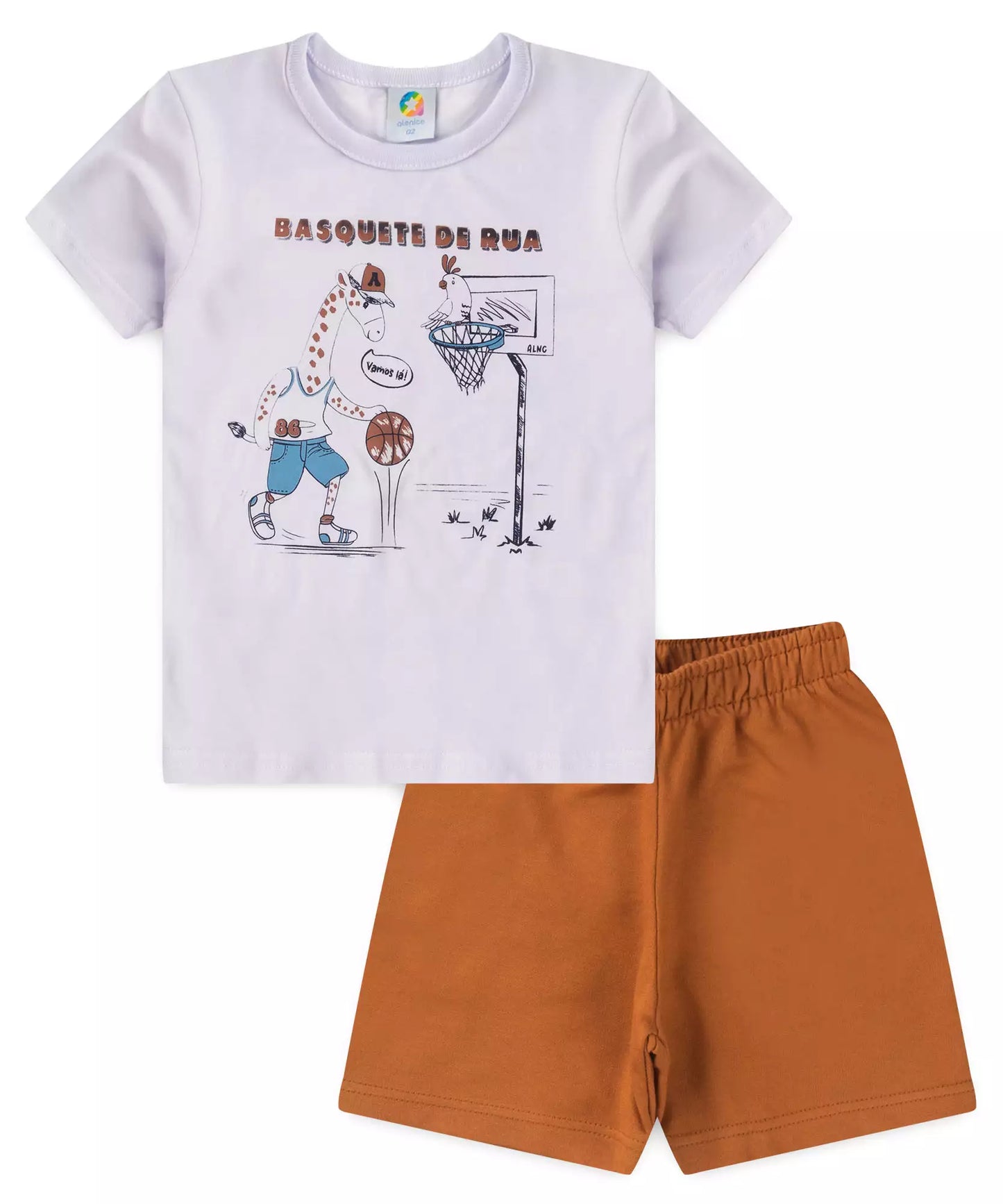 Conjunto de Verão Infantil para Menino Girafinha Branca