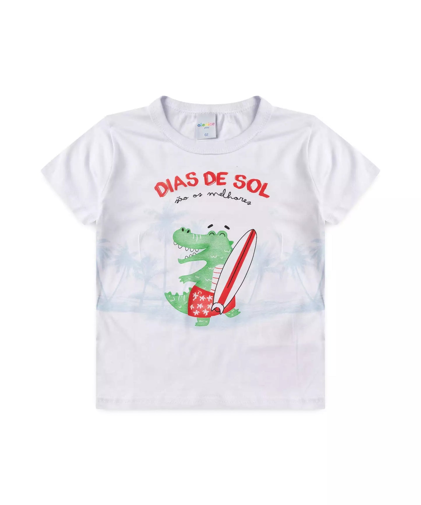 Conjunto de Verão Infantil para Menino Jacaré Branco