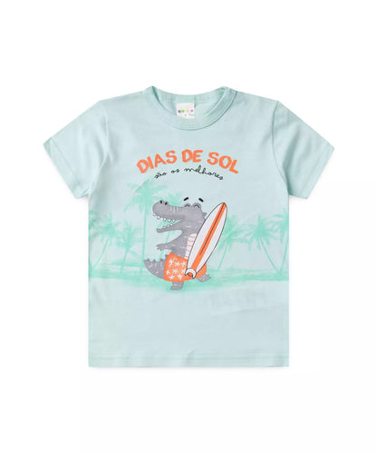 Conjunto de Verão Infantil para Menino Jacaré Verde