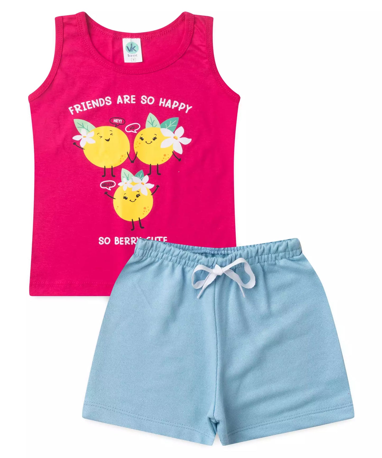 Conjunto de Verão Menina Friends Happy Pink