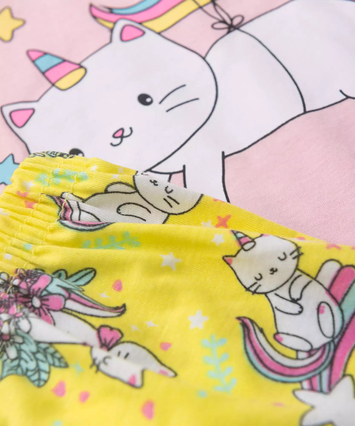 Conjunto de Verão Menina Gatinha no Balão Rosa