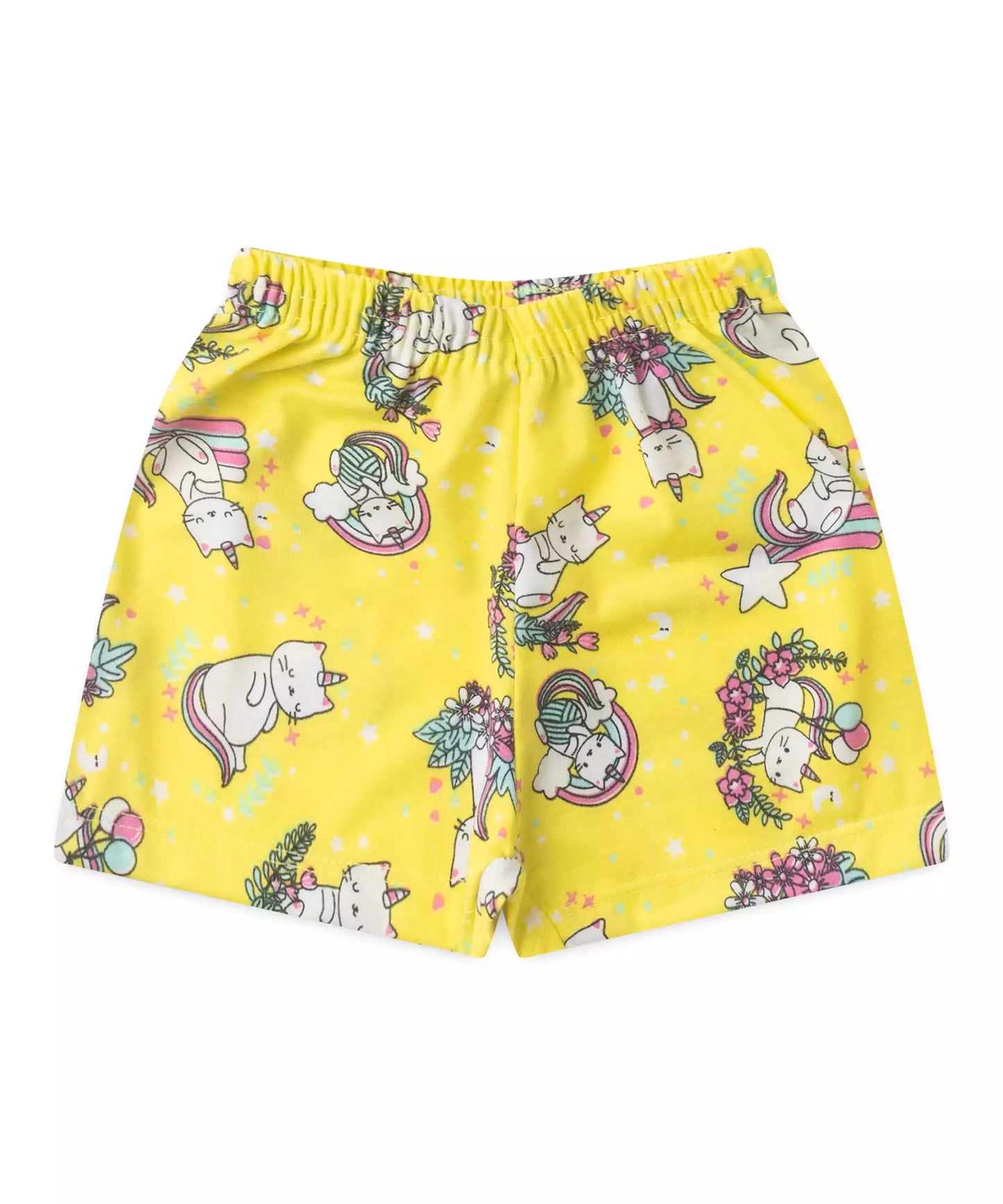 Conjunto de Verão Menina Gatinha no Balão Rosa