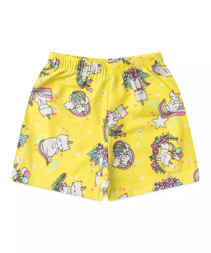 Conjunto de Verão Menina Gatinha no Balão Rosa