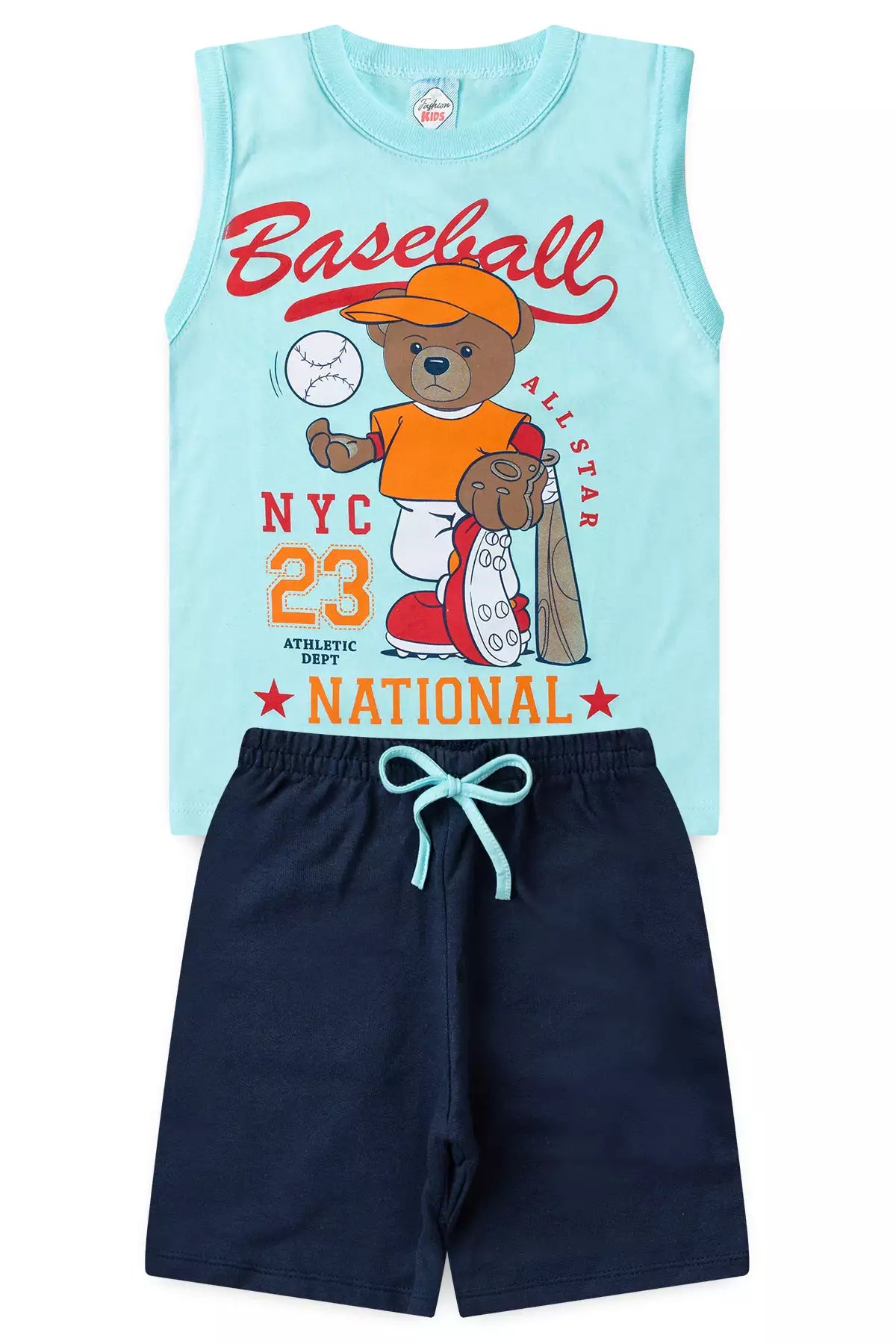 Conjunto de Verão Menino Baseball Azul