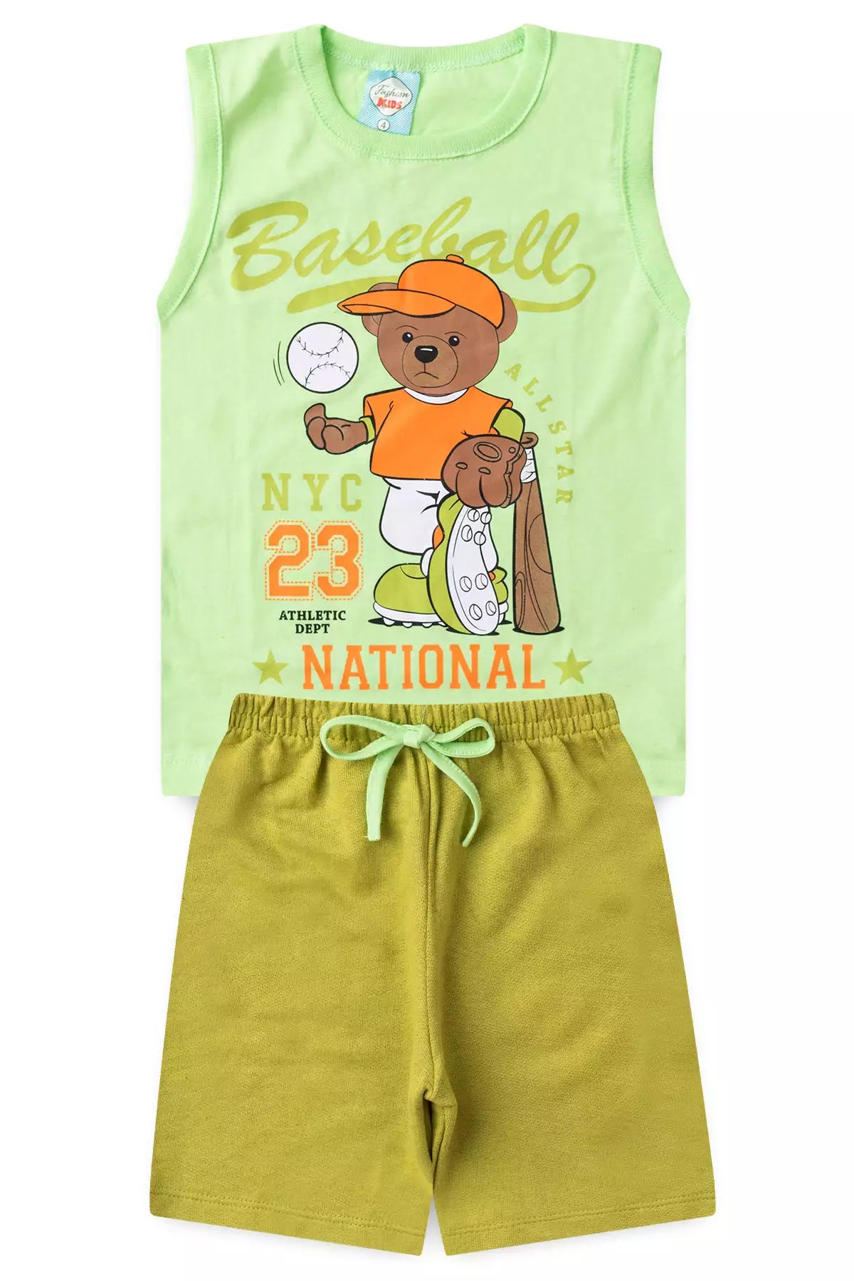 Conjunto de Verão Menino Baseball Verde