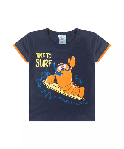 Conjunto de Verão Menino Caranguejo Divertido Marinho