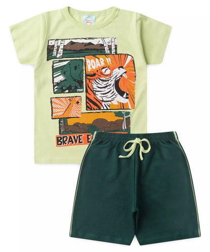 Conjunto de Verão Menino Corajoso Forte Verde