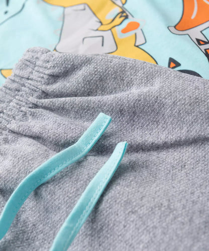 Conjunto de Verão Menino Dino Cientista Azul