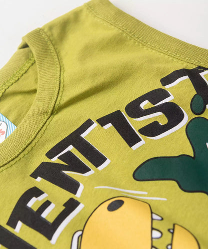 Conjunto de Verão Menino Dino Cientista Verde