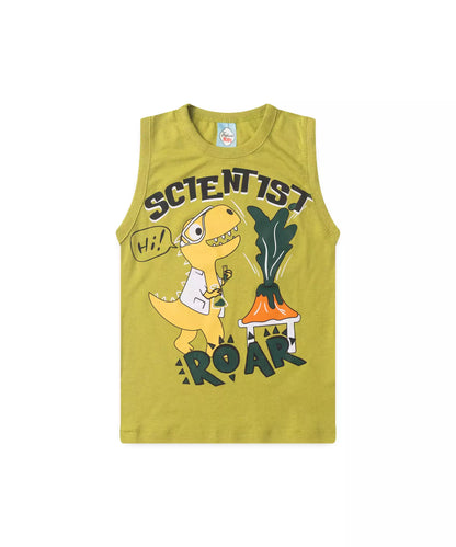 Conjunto de Verão Menino Dino Cientista Verde